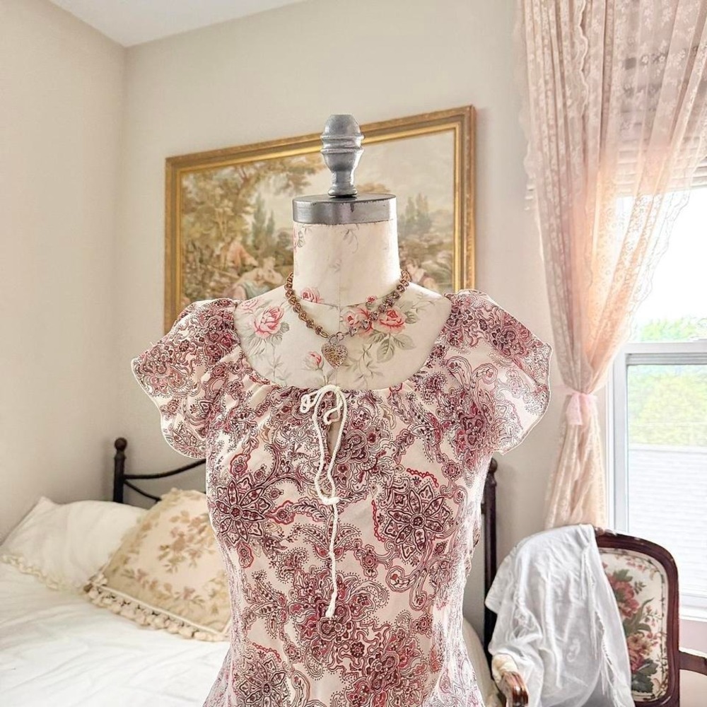 Y2K my michelle red paisley top size small - Picture 3 of 6